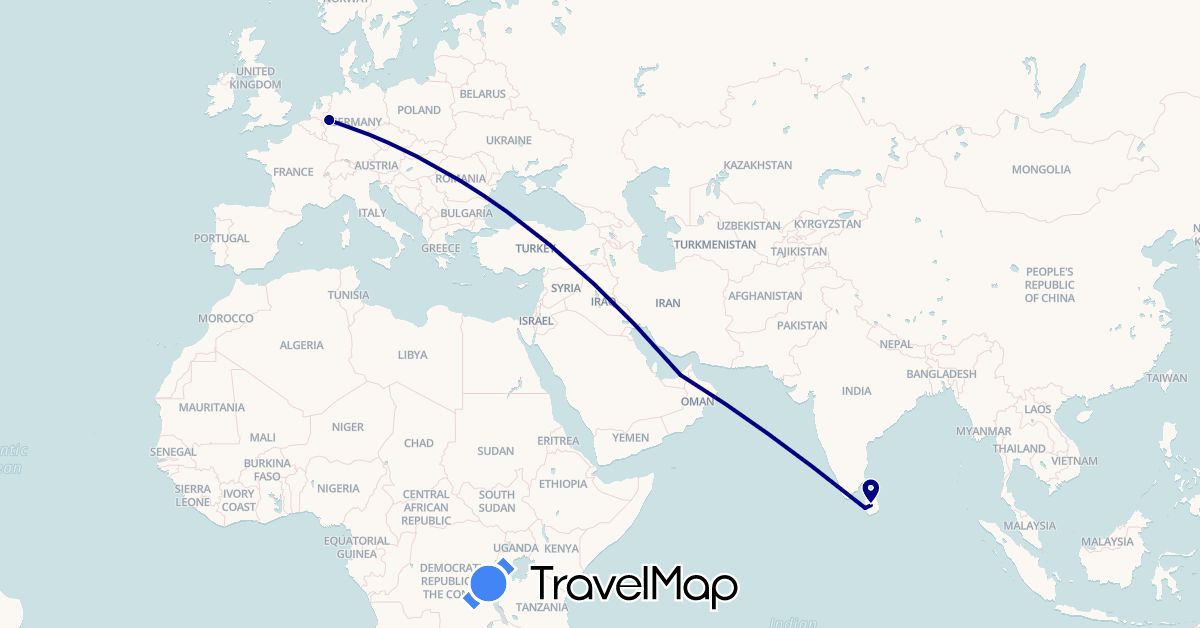 TravelMap itinerary: driving in United Arab Emirates, Germany, Sri Lanka (Asia, Europe)
